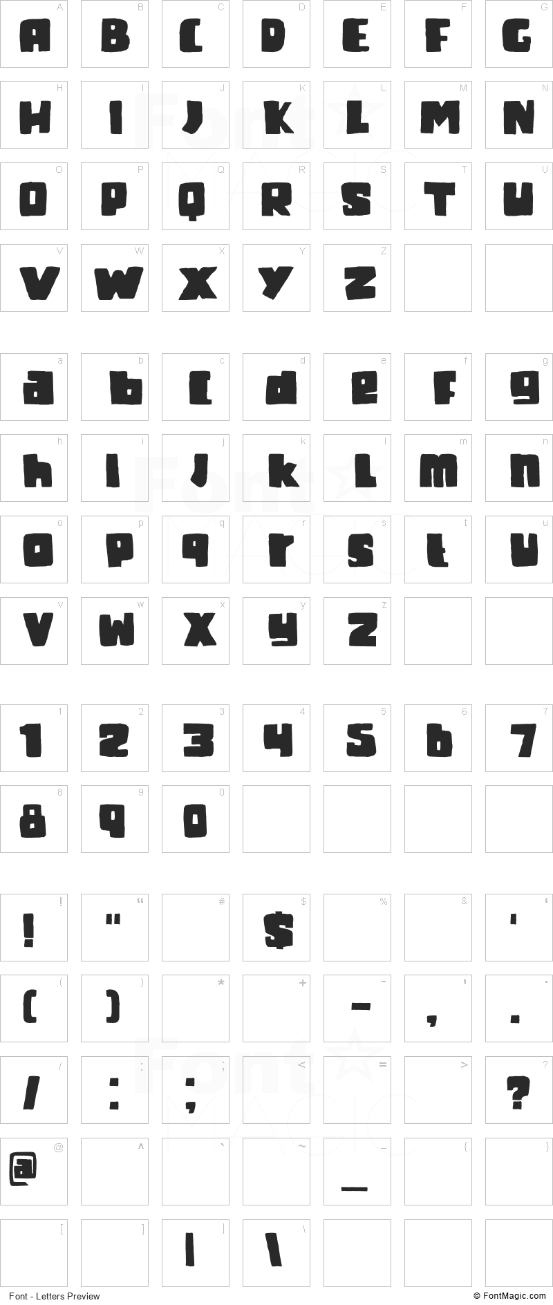 DK Fat Kitty Kat Font - All Latters Preview Chart